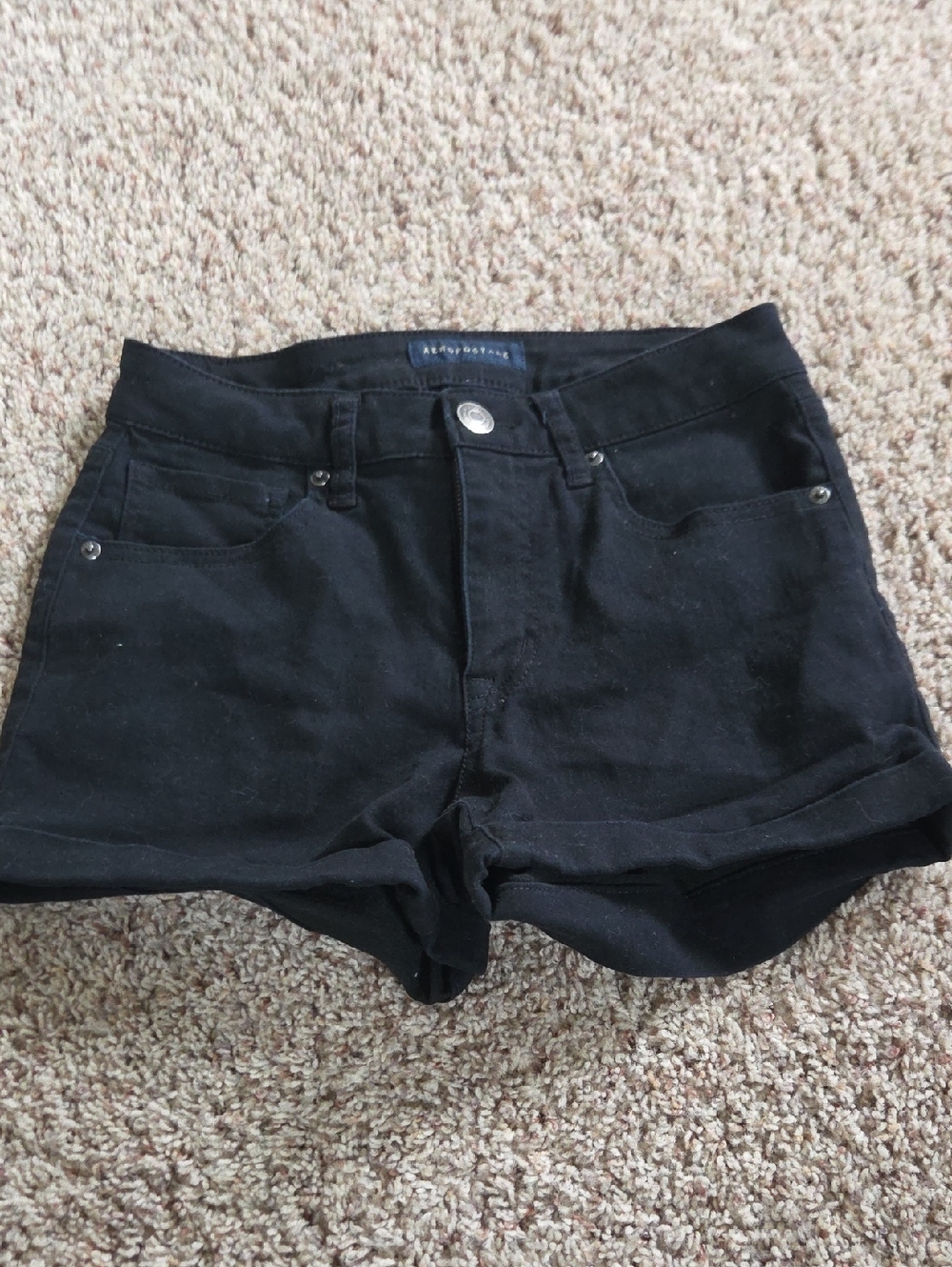 Aeropostale Black Denim Cuffed Shorts